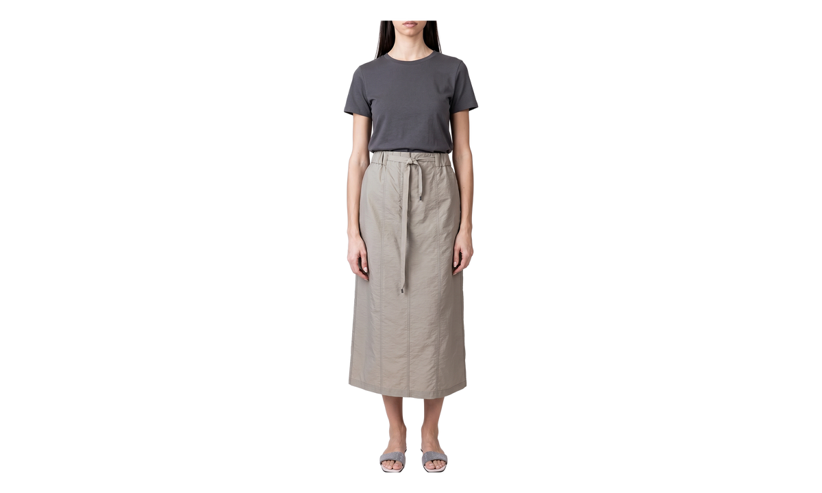 Brunello Cucinelli Cotton Blend Midi Skirt With Tie WMNS "Oliva" BRUN1409