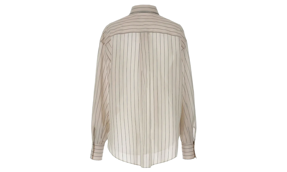 BRUNELLO CUCINELLI Silk Striped Shirt WMNS "Salgemma / Bianco / Nero" BRUN1275