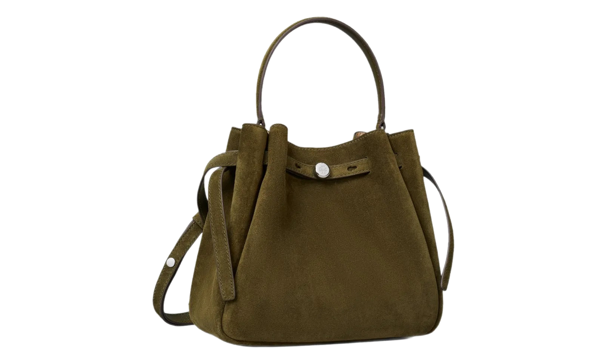 Tory Burch Romy Suede Bucket Bag "Leccio" 174221 325