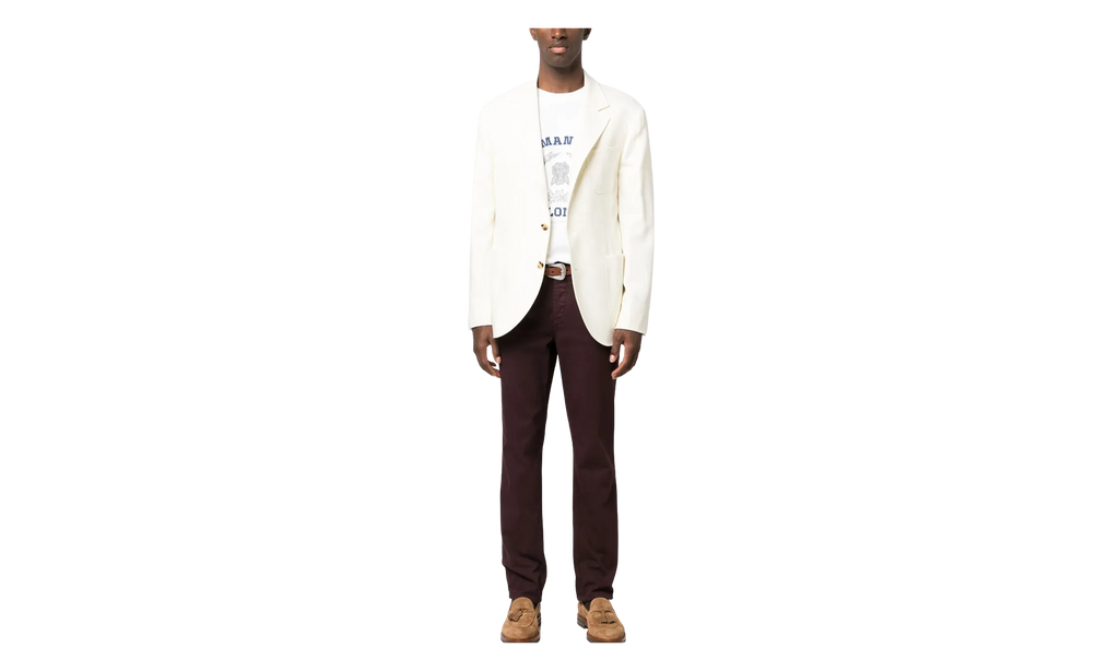 BRUNELLO CUCINELLI Single-Breasted Blazer "Ivory" BRUN608