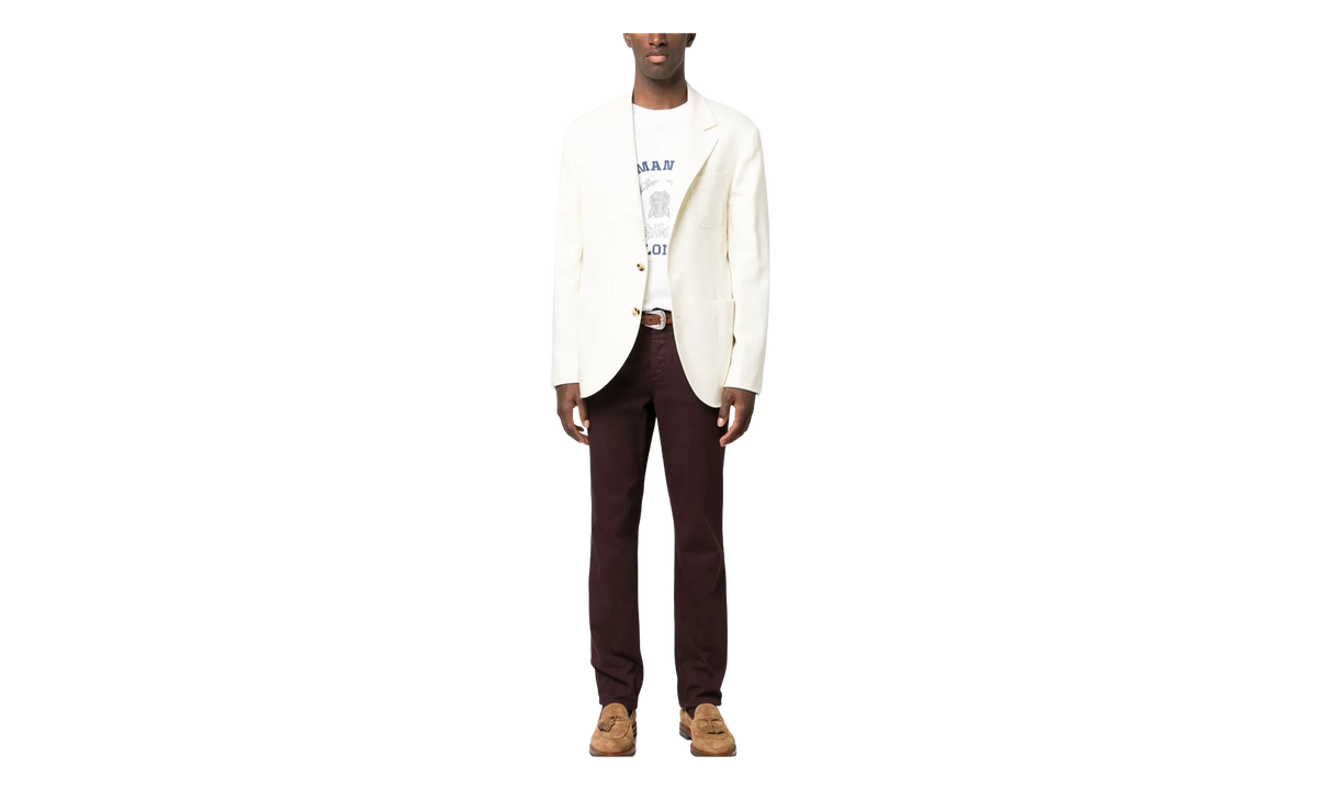BRUNELLO CUCINELLI Single-Breasted Blazer "Ivory" BRUN608