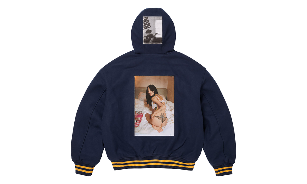 SUPREME Larry Clark Hooded Varsity Jacket "FW26 - Navy" SU28437