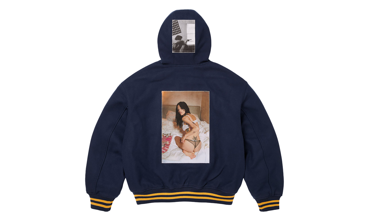 SUPREME Larry Clark Hooded Varsity Jacket "FW26 - Navy" SU28437