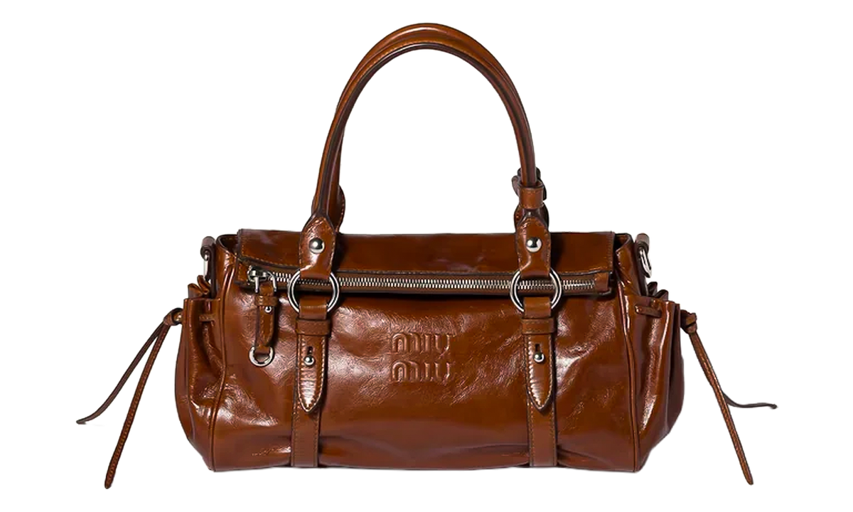 Miu Miu Glossy Leather Handbag "Palisander" 5BA333 2A44 F0BW5