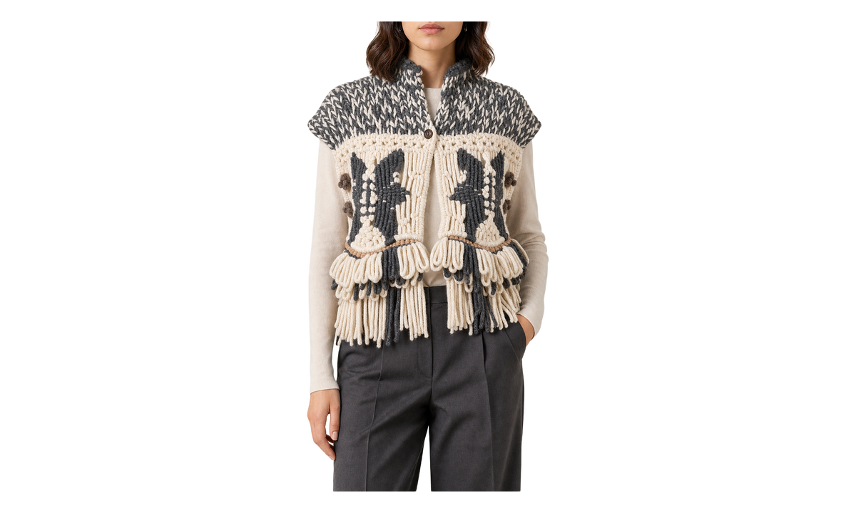 Brunello Cucinelli Fringed Knit Poncho WMNS "Teddy" BRUN2096