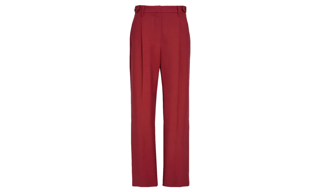 BRUNELLO CUCINELLI Wool-Twill Straight Leg Trousers WMNS "Red" BRUN432
