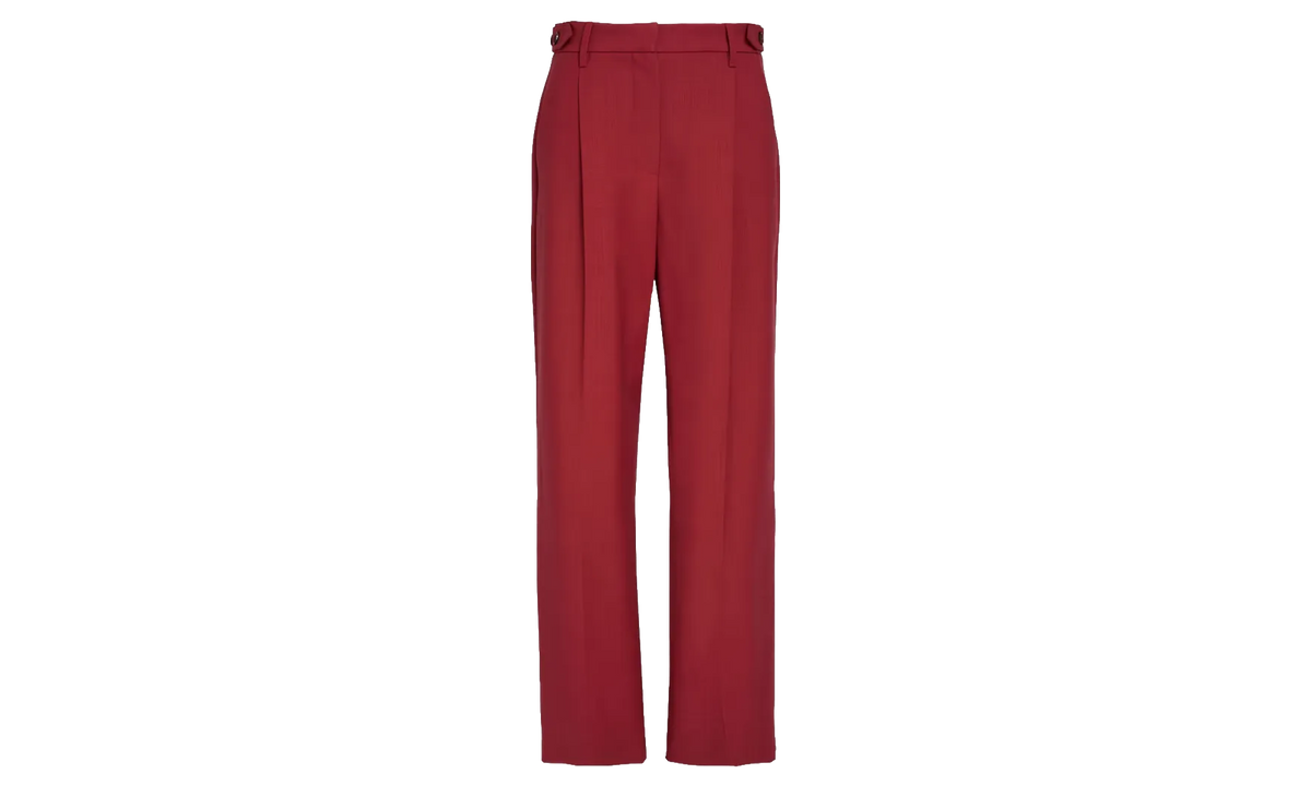 BRUNELLO CUCINELLI Wool-Twill Straight Leg Trousers WMNS "Red" BRUN432