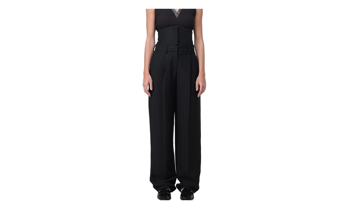 Brunello Cucinelli Linen Blend Wide Leg Trousers WMNS "Nero" BRUN1289