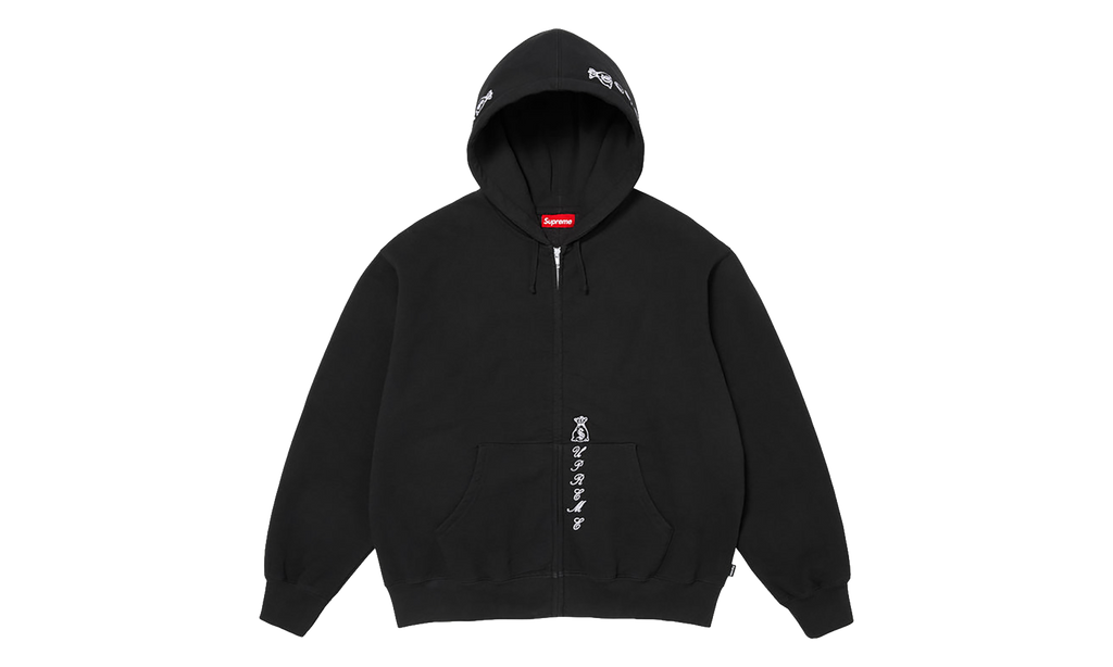 SUPREME God Over Money Zip Up Hooded Sweatshirt "FW26 - Black" SU28462