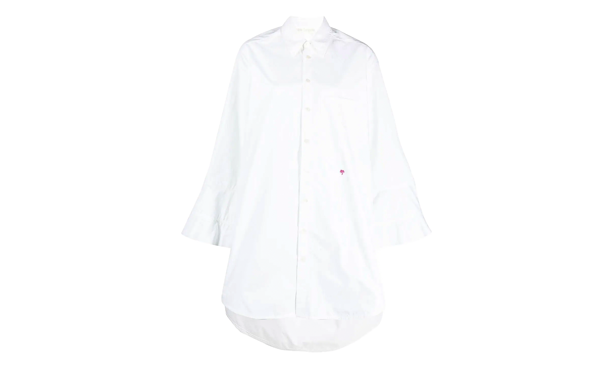 Palm Angels Wide Cuff Shirt Dress WMNS "White/Black" PWDG005S23FAB0010110