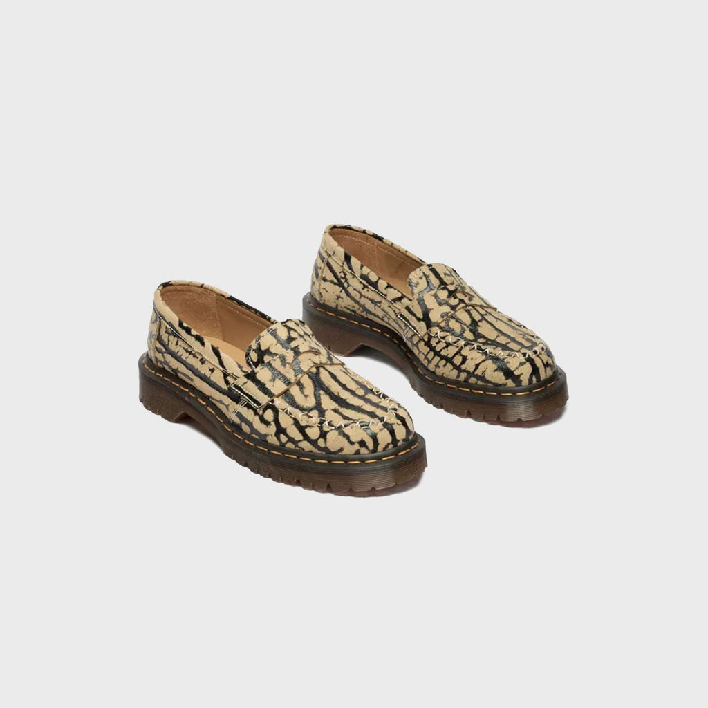 Dr. Martens Delapre Wild Emboss Suede Penny Loafer - Teak Brown / Black