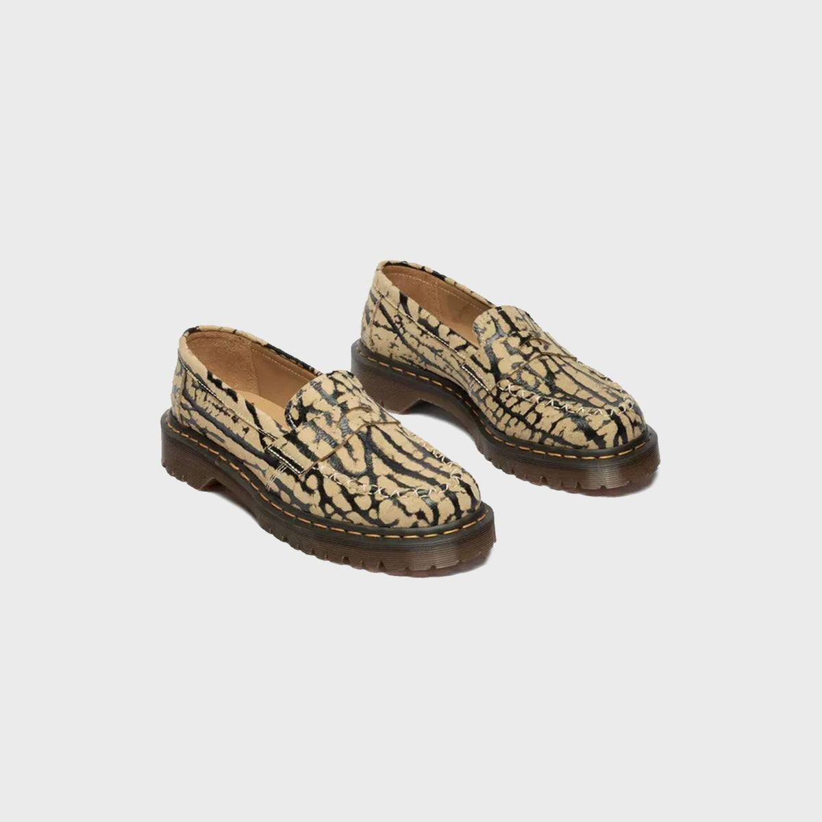 Dr. Martens Delapre Wild Emboss Suede Penny Loafer - Teak Brown / Black