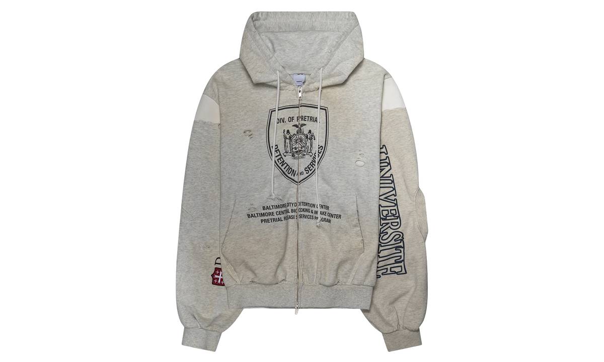 PROTOCOL INDEX Reconstructed Zip-Up Hoodie "Grey / White" PI00023