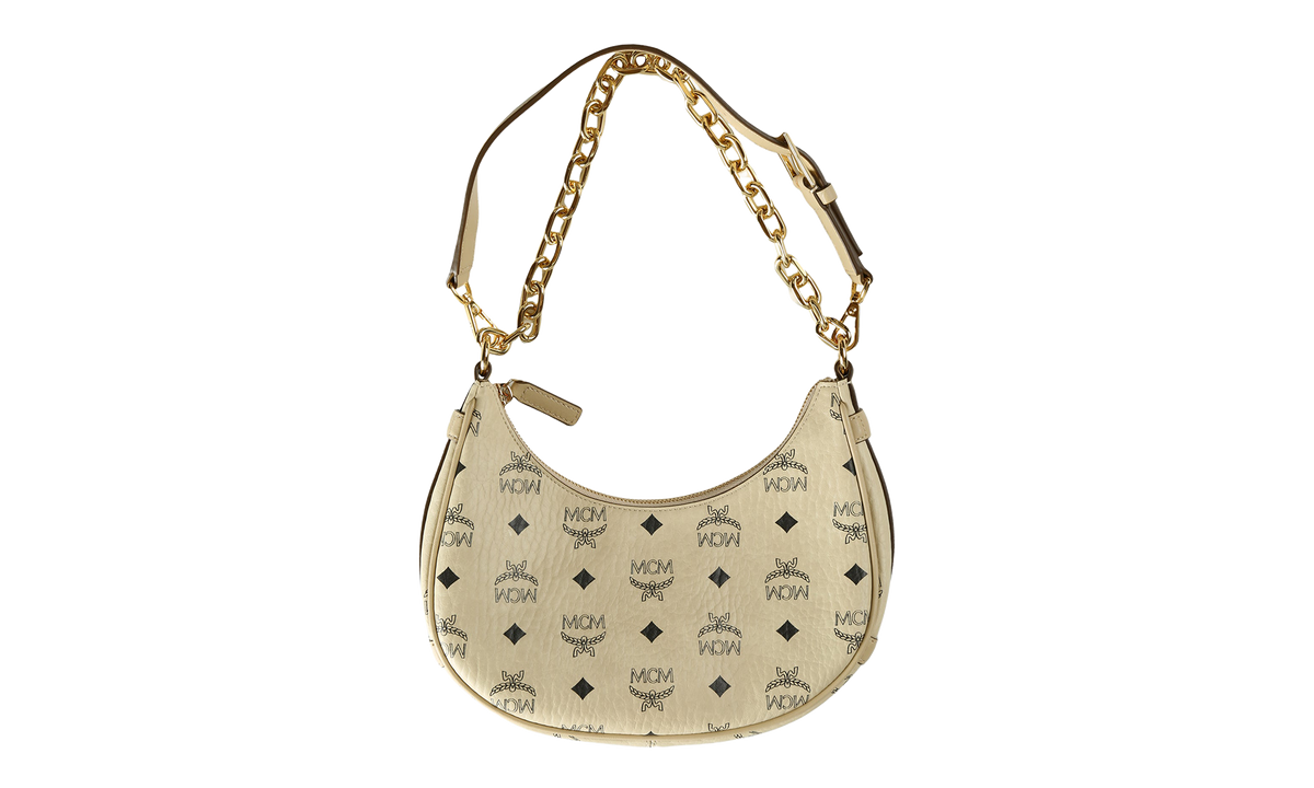 Mcm Aren Vi Hobo Bag "BEIGE/BLACK - Small" MWHFATA02 BEIGEBLACK