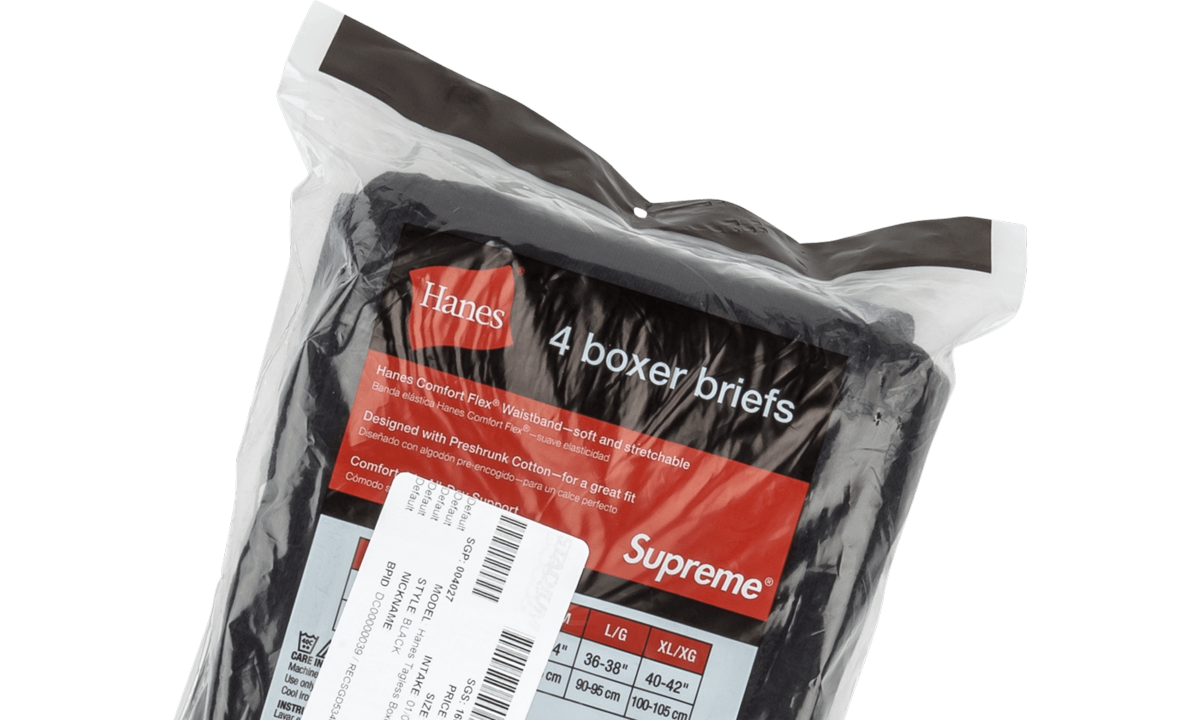Supreme Hanes Tagless Boxer Briefs (4) "Black" SU0641