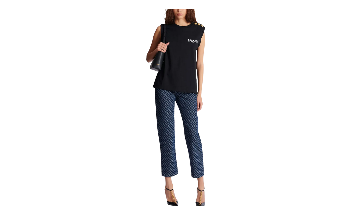 Balmain Logo-Detail Sleeveless Tank Top WMNS "Black" EF6ED002BB04 EAB