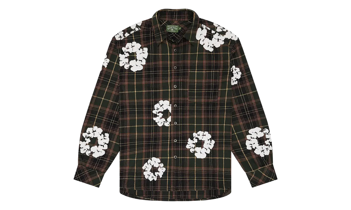 DENIM TEARS Black Cotton Wreath Flannel Shirt "Brown / Green" DT1005