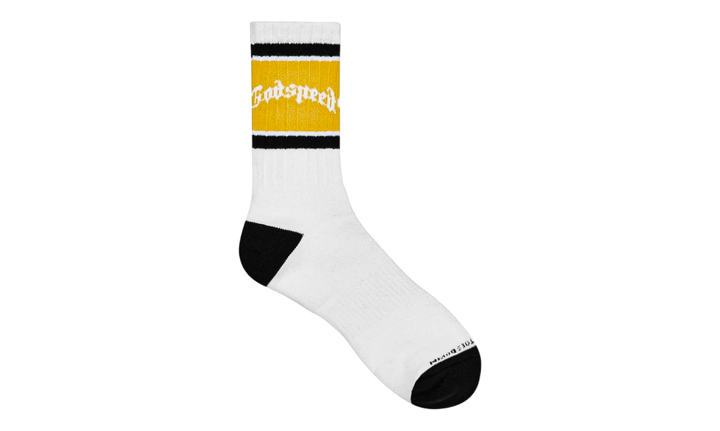 Godspeed New York Og Logo Striped Socks "White / Yellow" GS237