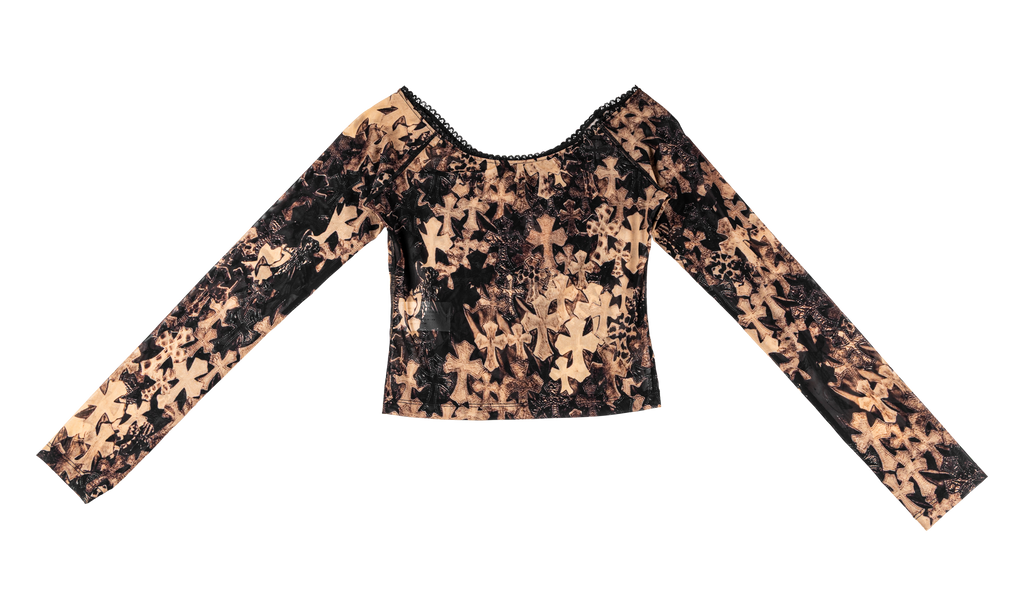 Chrome Hearts Mesh Longsleeve Top WMNS "Cross Print" CHRM1486