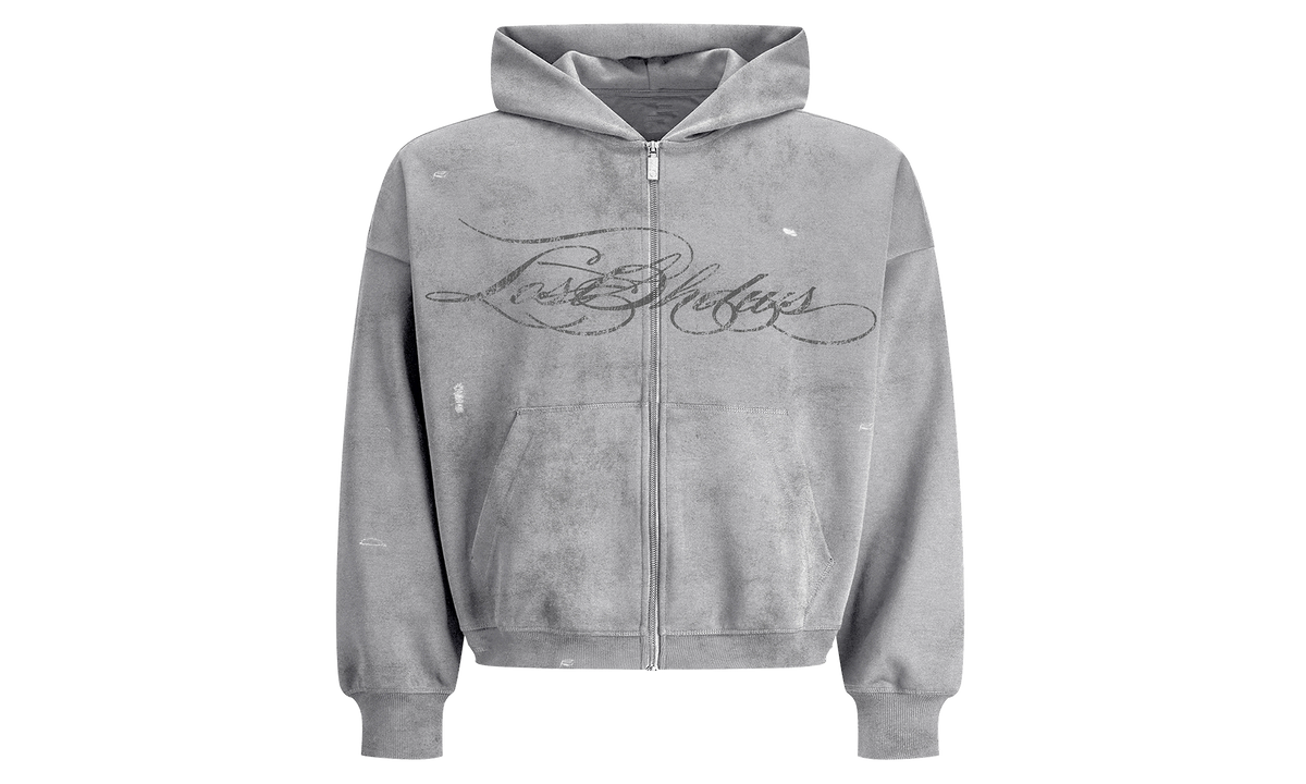 Lostshdws Distressed Script Hoodie "Grey" LST 21 22712 GREY