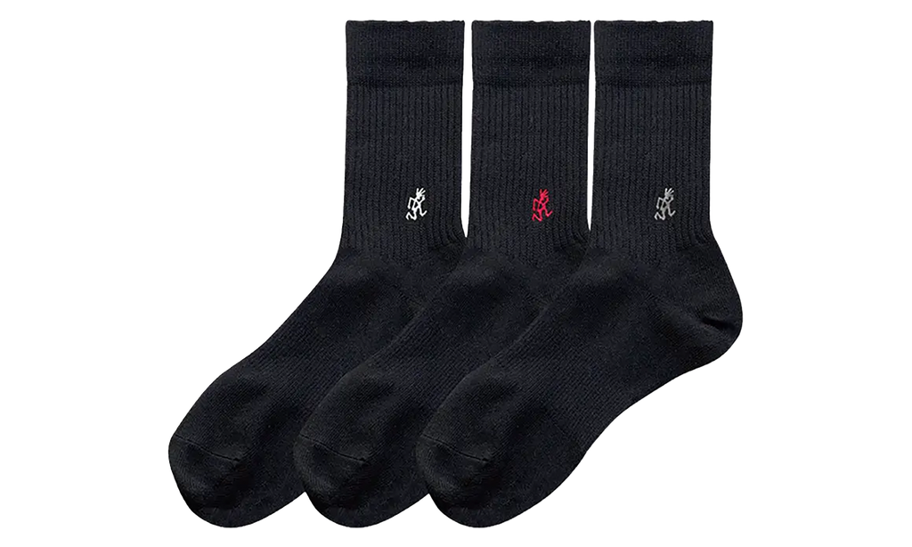 Gramicci Basic Crew Socks - 3 Pack "Black" SX M04 BLK