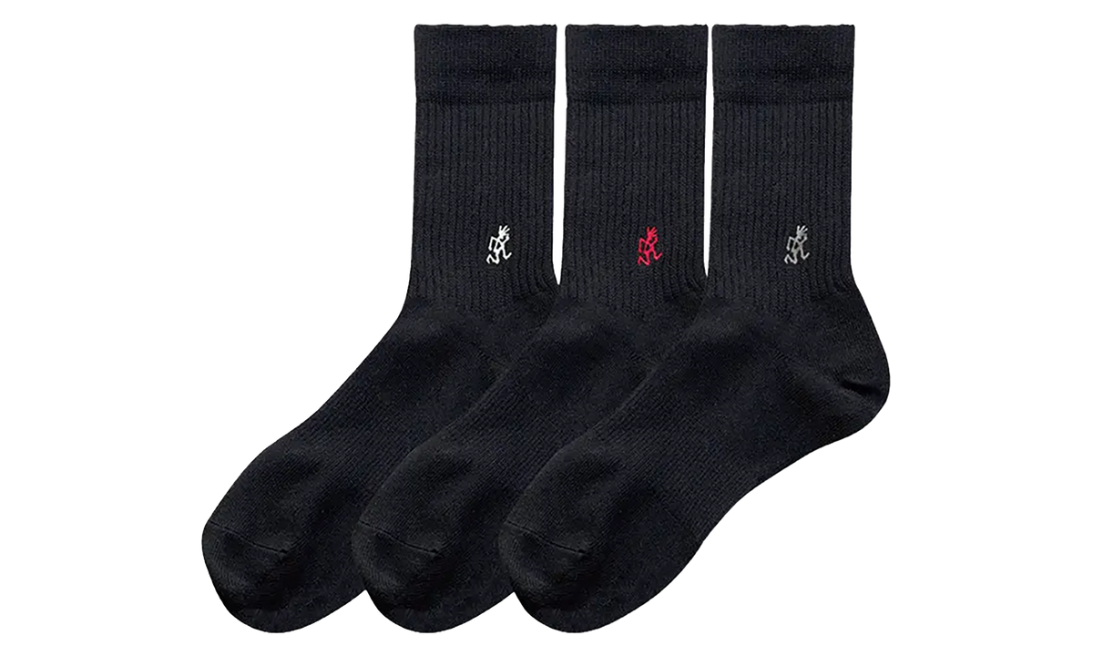 Gramicci Basic Crew Socks - 3 Pack "Black" SX M04 BLK