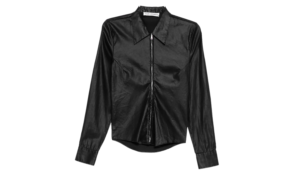Our Legacy Slim Zip Shirt WMNS "Lacquer Black Mirror Tencel" W4262SLB