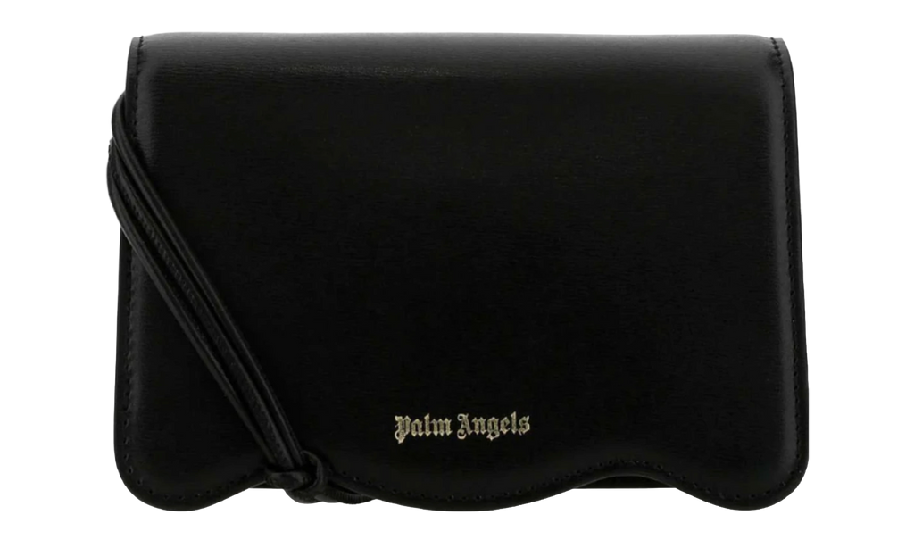 Palm Angels Gold Logo Plaque Mini Crossbody Bag "Black" PWNQ012F23LEA001