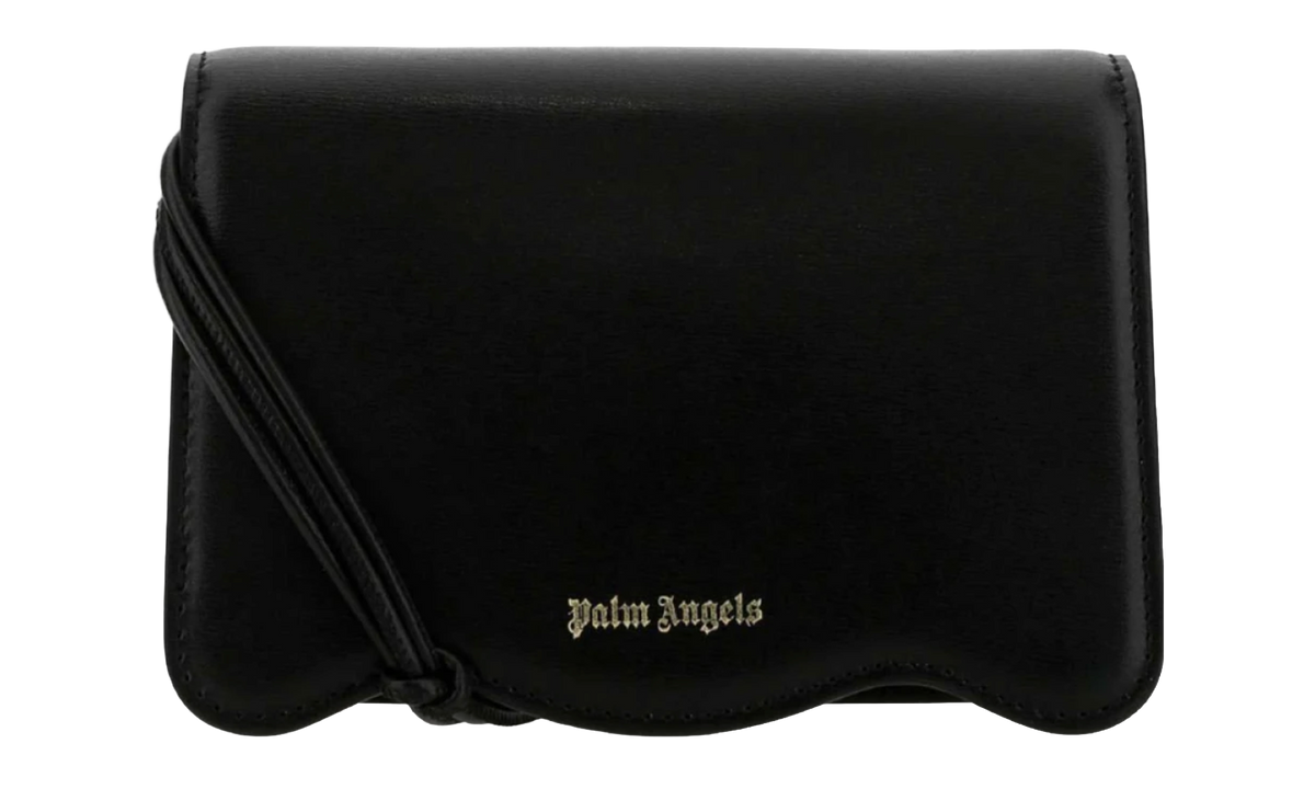 Palm Angels Gold Logo Plaque Mini Crossbody Bag "Black" PWNQ012F23LEA001