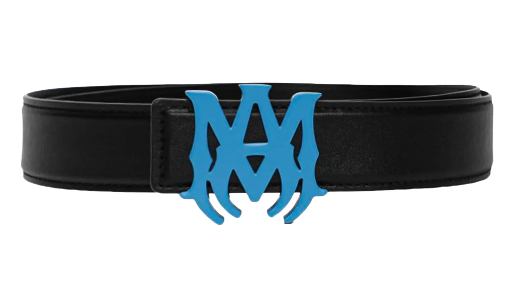 Amiri MA Logo Leather Belt "Black / Blue" PS23MAL006 001