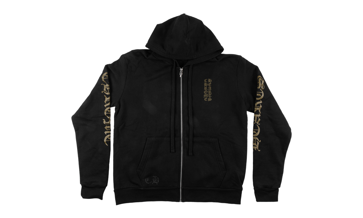 Chrome Hearts Vertical Logo Zip-Up Hoodie "Black/Olive" CHRM0852