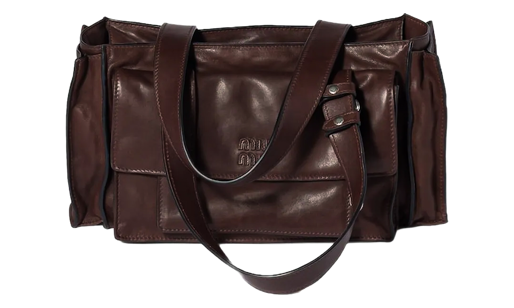 Miu Miu Utilitaire Nappa Leather Shopping Bag "Sienna" 5BG335 2G7Q F0038
