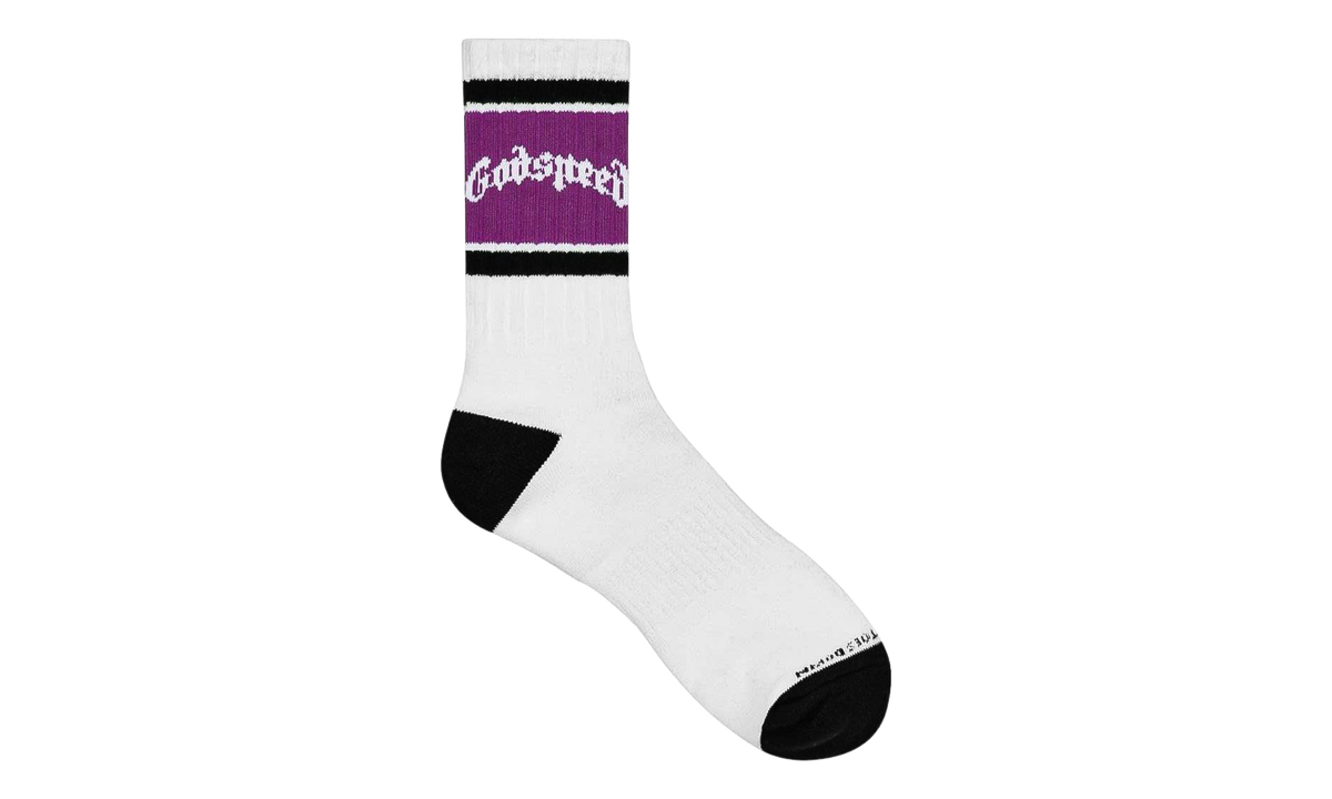Godspeed New York Og Logo Striped Socks "White / Purple" GS235