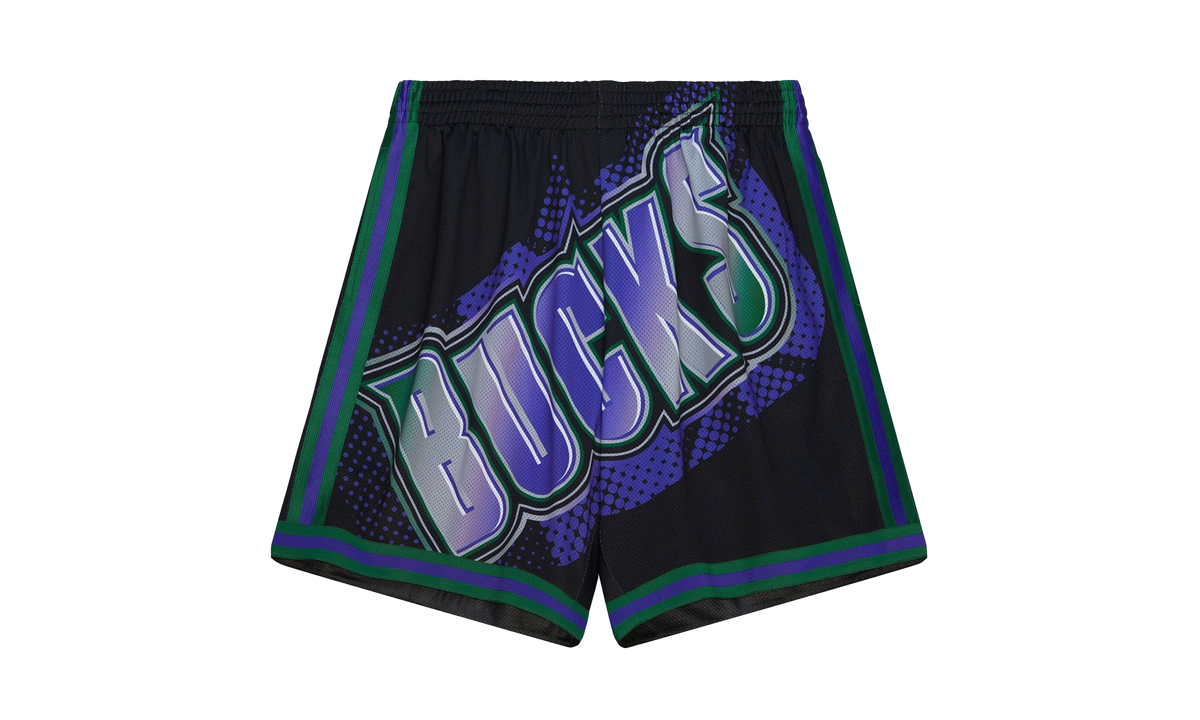Mitchell & Ness Big Face 7.0 Fashion Shorts "NBA Bucks" PSHR5906 MBUYYPPPBLCK
