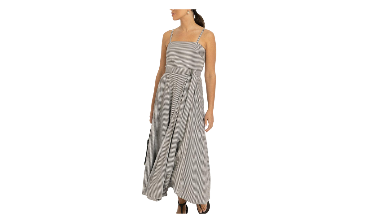 Brunello Cucinelli Striped Belted Dress WMNS "Cioccolato/Bianco/Nero" BRUN1572