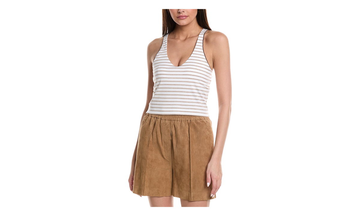 BRUNELLO CUCINELLI Striped Tank Top WMNS "White Camel" BRUN143