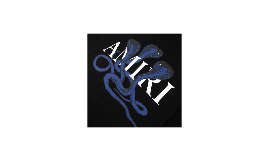 Amiri Glitter Snake Logo Tee "Black / Blue" AMJYTE1086 086