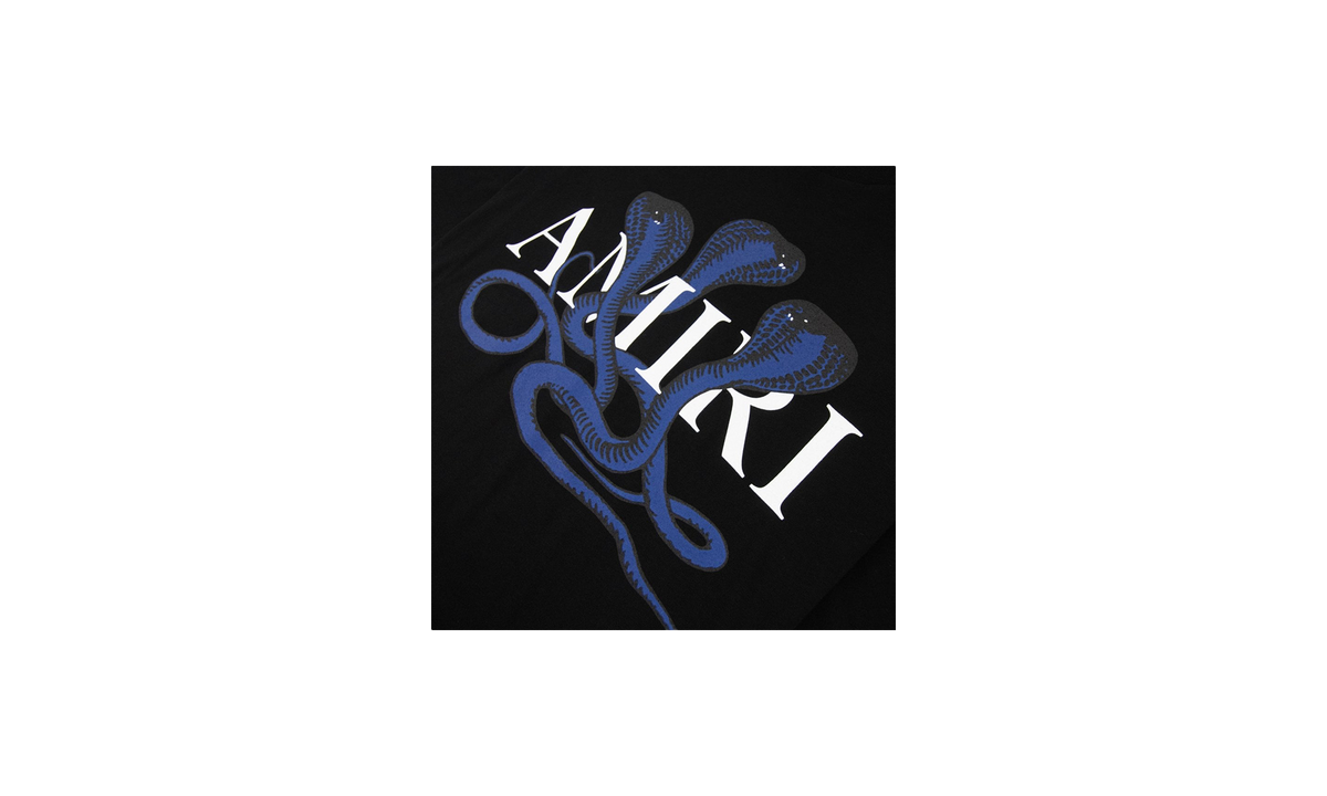 Amiri Glitter Snake Logo Tee "Black / Blue" AMJYTE1086 086