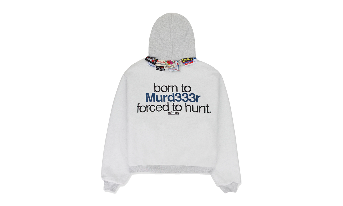 Greedy Unit DOUBLE LAYERED HOODIE "MURD333R.FM - Grey" GUT XHDS 0007