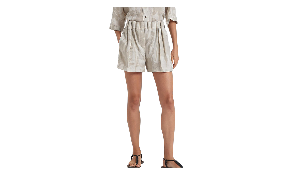 Brunello Cucinelli Linen Pleated Shorts WMNS "Beige" BRUN1657