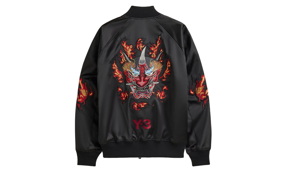 Y-3 Embroidered Graphic Satin Souvenir Jacket "Black" KR1110