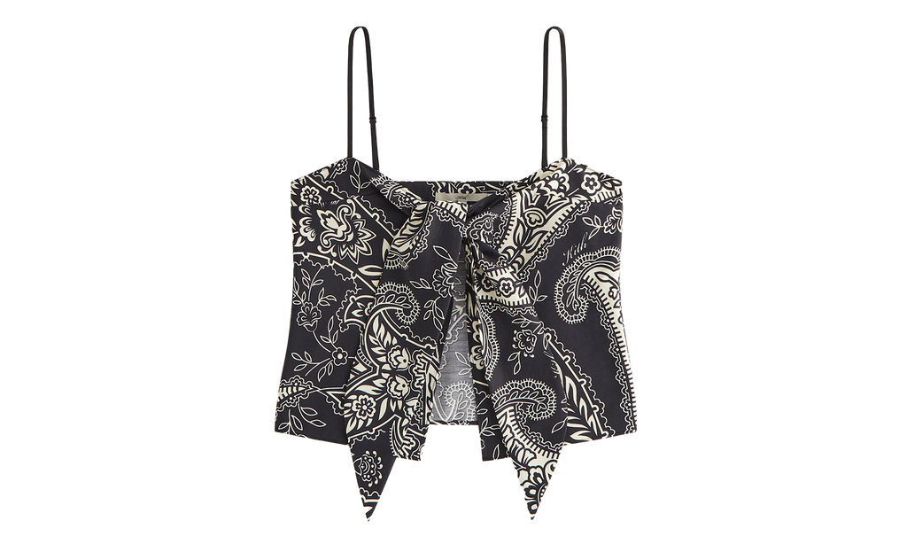 Luna Paisley Tie Front Cami Top WMNS "Black" KITH123