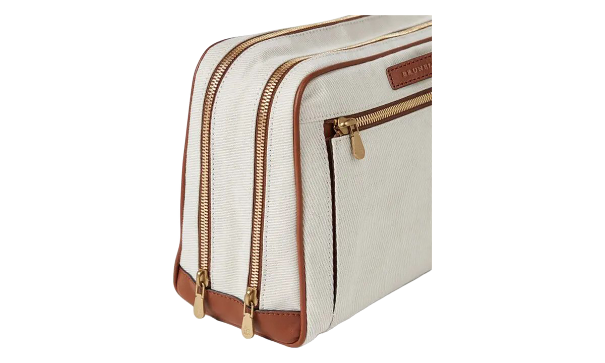 Brunello Cucinelli Linen Canvas Toiletry Bag "Cream" BRUN893