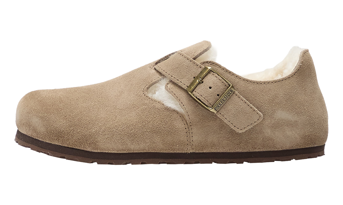 Birkenstock London Shearling Suede Leather "Taupe - Narrow Fit" 1028470