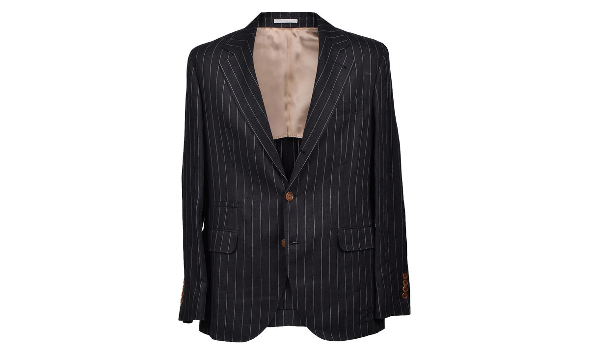 BRUNELLO CUCINELLI Linen Striped Suit Jacket "Black" BRUN582