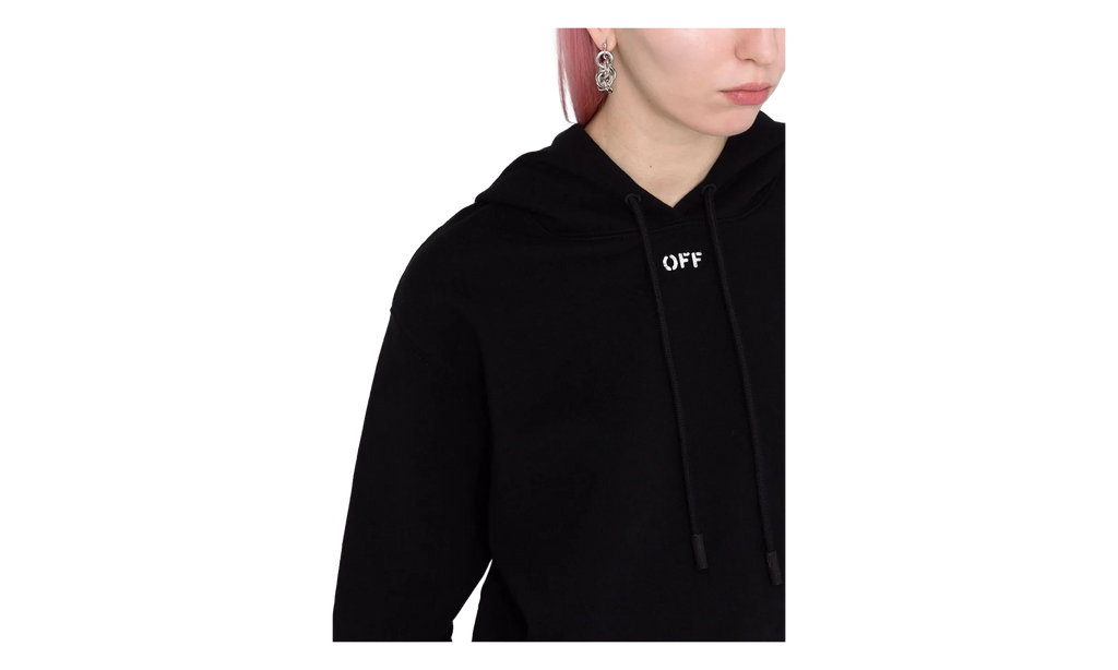 Off-White Off Stamp Cropped Hoodie WMNS "Black" OWBB016C99JER0011001