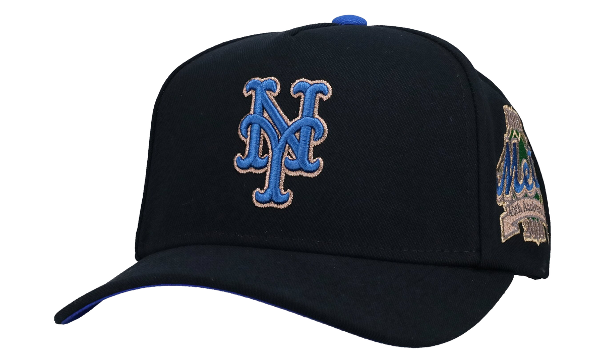 MITCHELL & NESS New York Mets 40th Anniversary A Frame Snapback Hat "Black / Blue" MN002