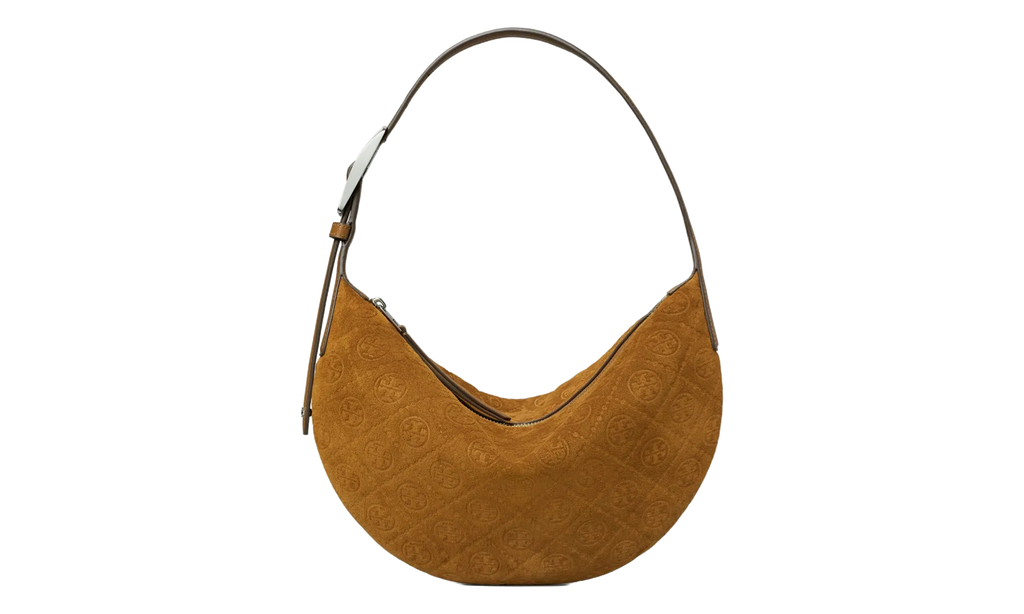 Tory Burch Small T Monogram Suede Balloon Bag "Chicory Brown" 175529 200