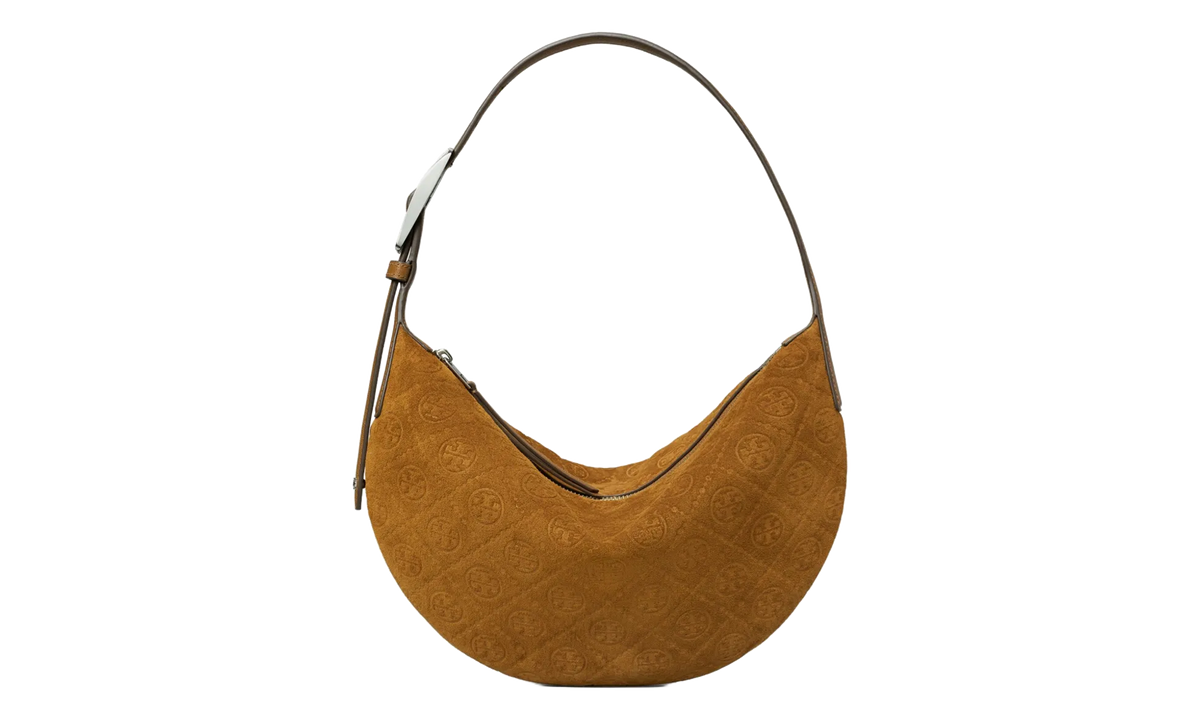 Tory Burch Small T Monogram Suede Balloon Bag "Chicory Brown" 175529 200