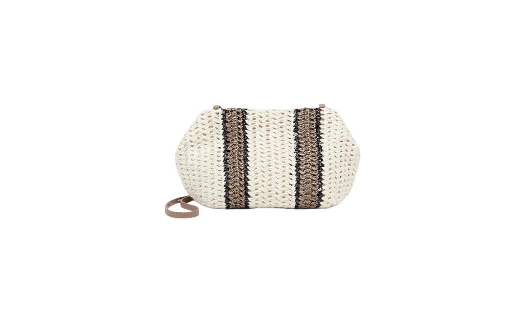 Brunello Cucinelli Woven Stripe Bag WMNS "White Beige / Nero / Fango" BRUN1457